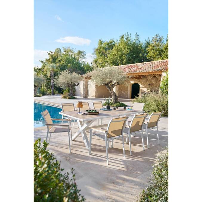 Table de jardin AXIOME Eucalyptus & Blanc