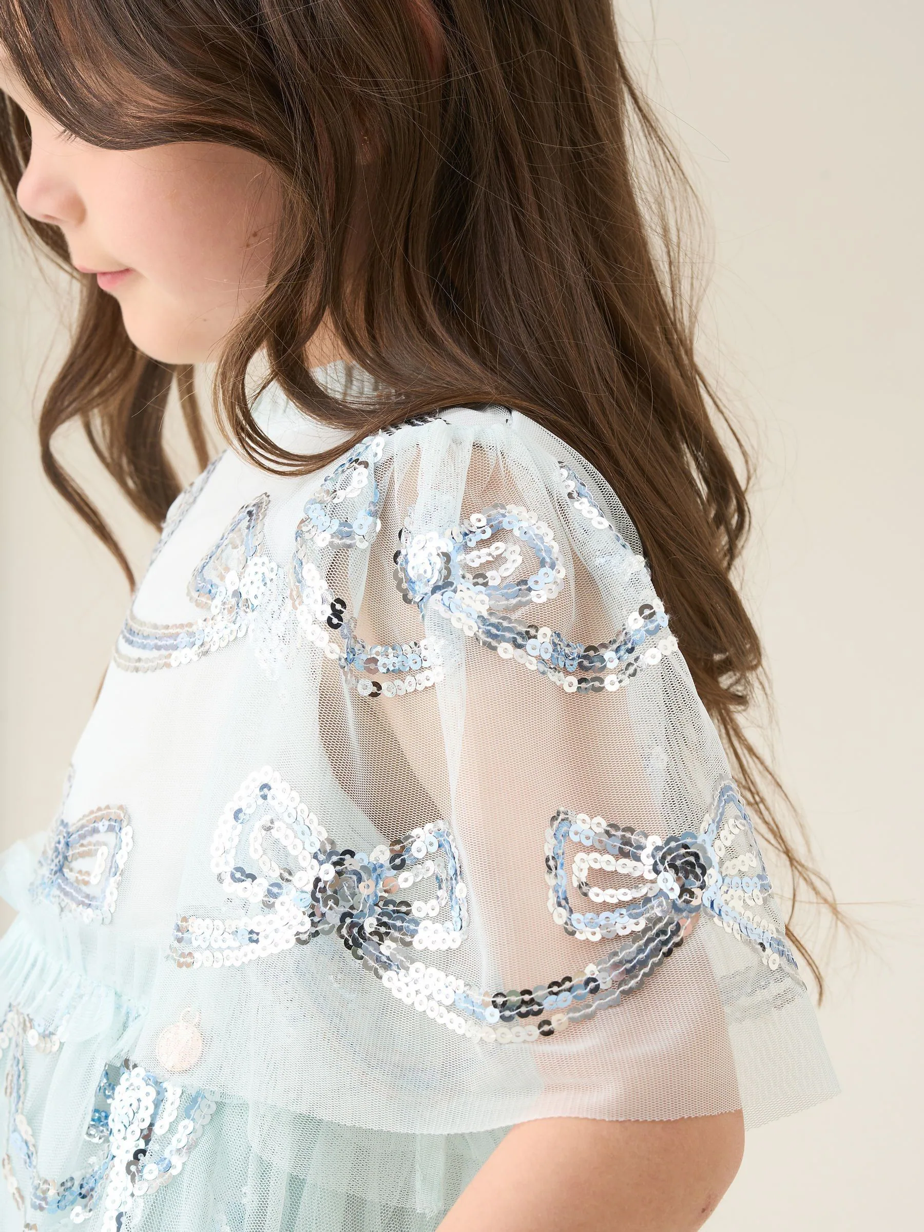 Groen - Angel & Rocket Delta Mint Sequin Bow Mesh Dress