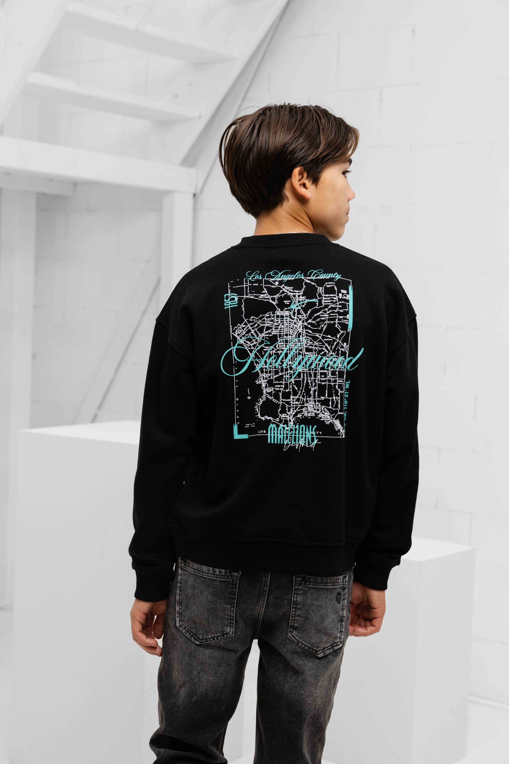 Malelions Hollywood Map Sweater Kids Zwart