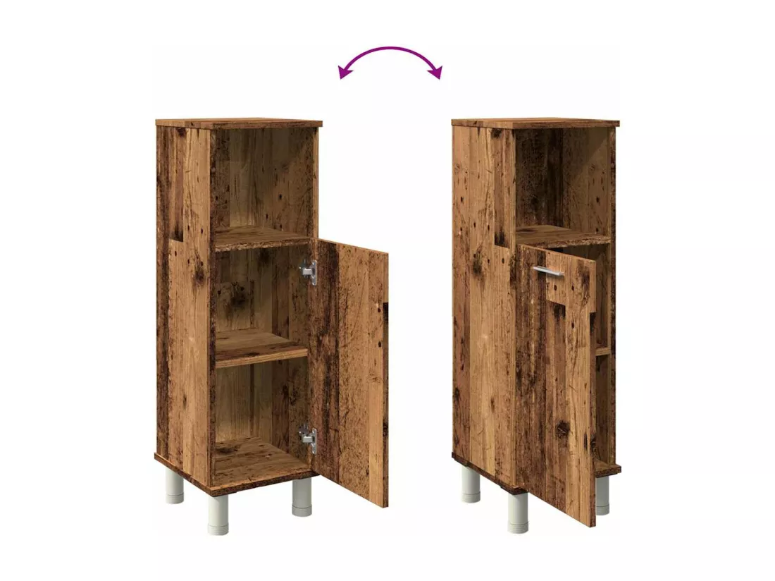 Armoire de salle de bain vieux bois 30x30x95 cm bois ingénierie