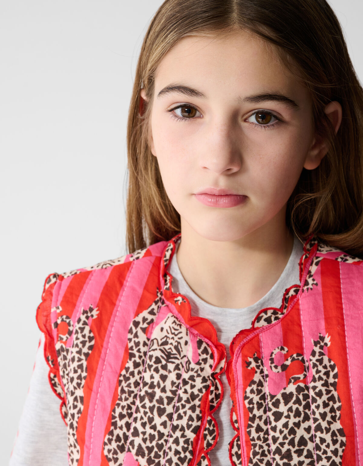 Quilted Leopard Gilet Roze