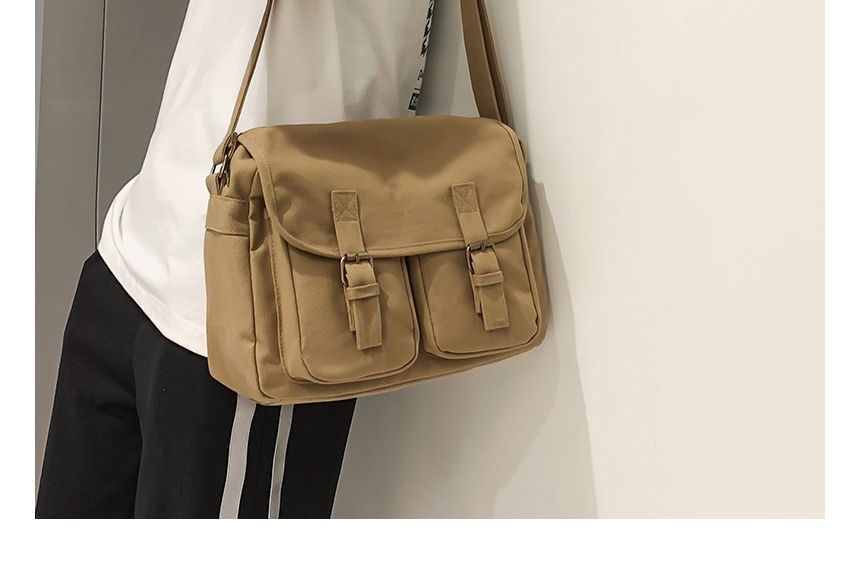 EAVALURE - Geknoopte effen canvas crossbodytas