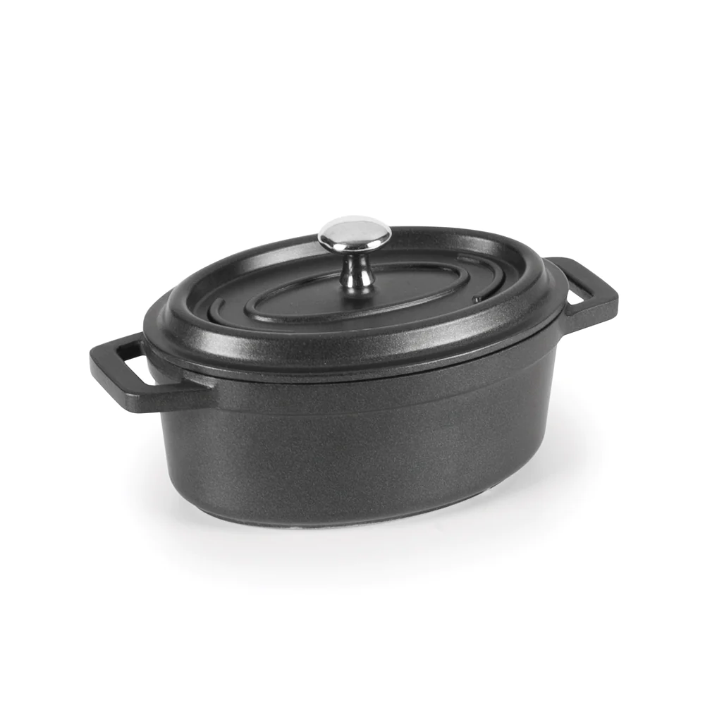 Cocotte ovale 12x8,5 cm en fonte noir Lacor