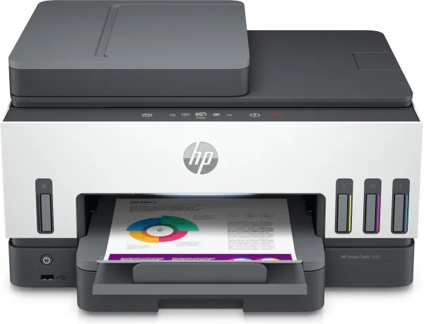 HP Smart Tank 7605 All-in-One - Multifunktionsprinter - farve - blækprinter - kan genopfyldes - Letter A (216 x 279 mm)/A4 (210 x 297 mm) (original) - A4/Legal (medie) - op til 13 spm (kopiering) - op til 15 spm (udskriver) - 250 ark - USB 2.0, Wi-Fi