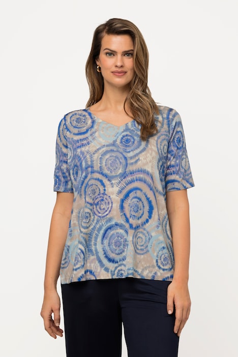Slinkyshirt, Batikdruck, V-Ausschnitt, Halbarm