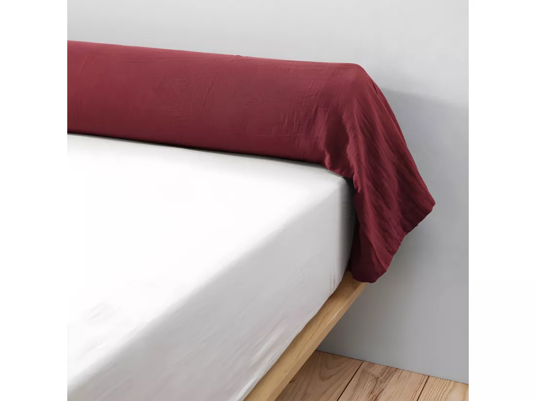 OUREA - Taie de Traversin 85x185cm Gaze de Coton Lie de Vin