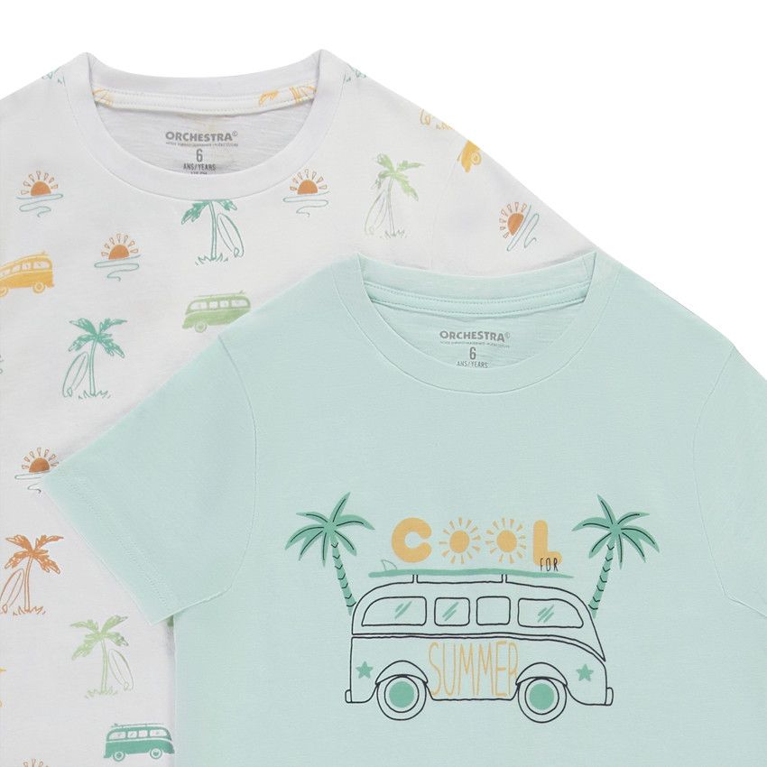 Lot de 4 t-shirts manches courtes motifs fantaisie pour garçon - Blanc