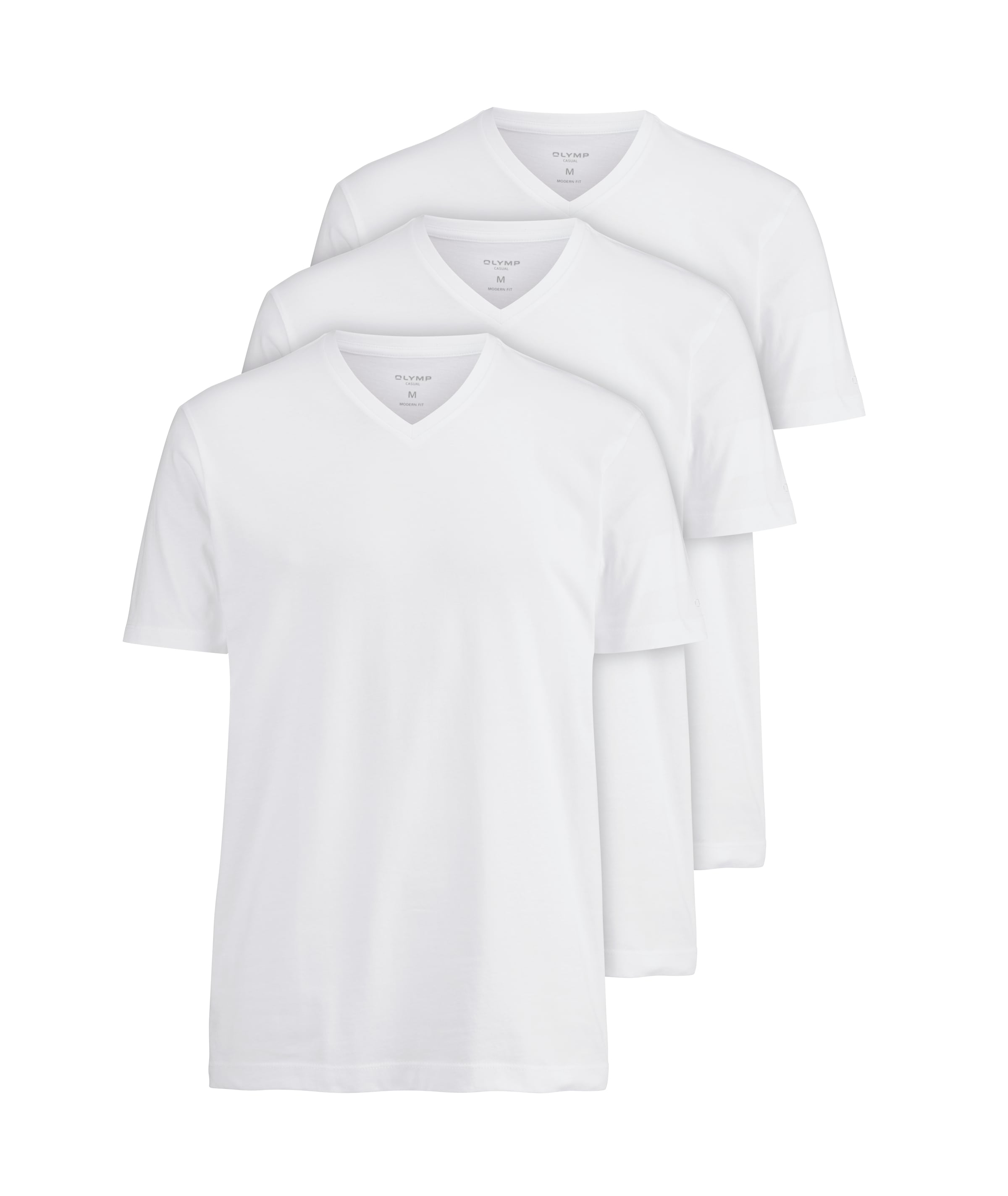 OLYMP T-Shirt, 3 Stk. V-Ausschnitt, modern fit, reine Baumwolle