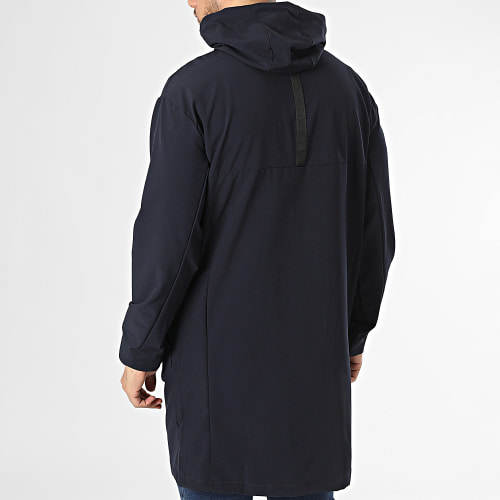 Veste Zippée Capuche Longue Bleu Marine