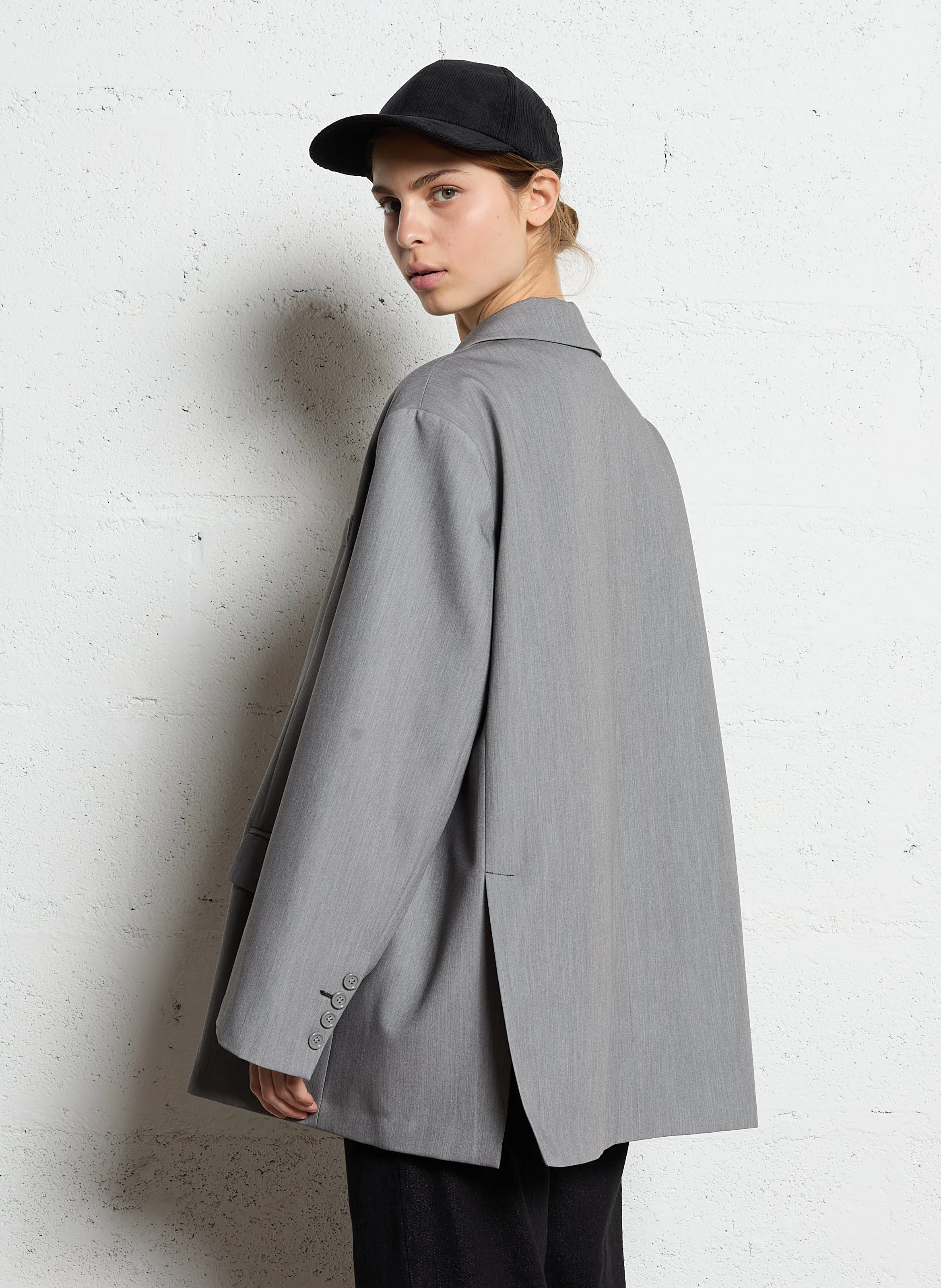 Veste oversize col tailleur| Gris