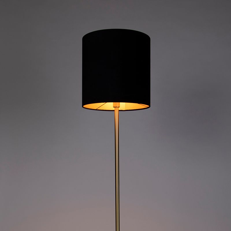 Klassieke vloerlamp messing met zwarte kap 40 cm - Simplo
