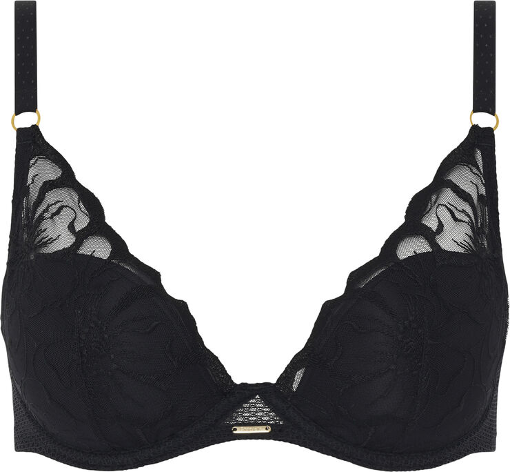 Chantelle Fleurs Plunge t-shirt bra Black