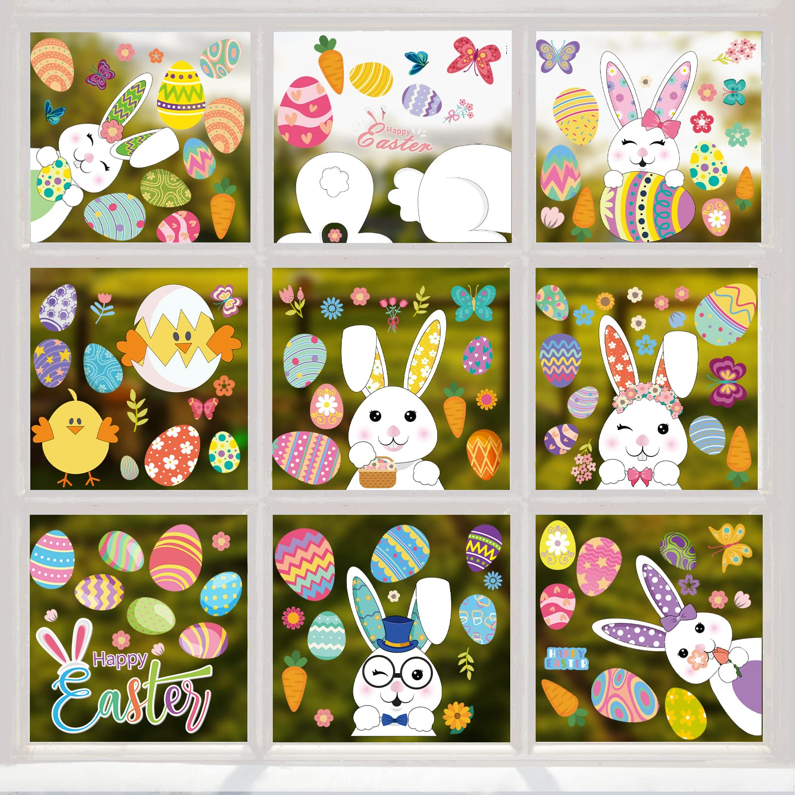 (120er Set) Wandtattoo Aufkleber Oster Home Deko Fenster Sticker - Hasen