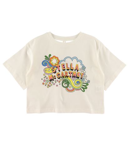 Stella McCartney Kids T-Shirt - Cropped - Weiß m. Print