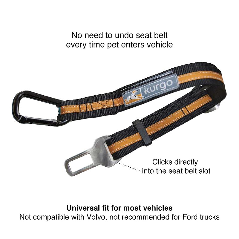 Kurgo Direct To Seatbelt Tether | Oranje-zwart | 11397