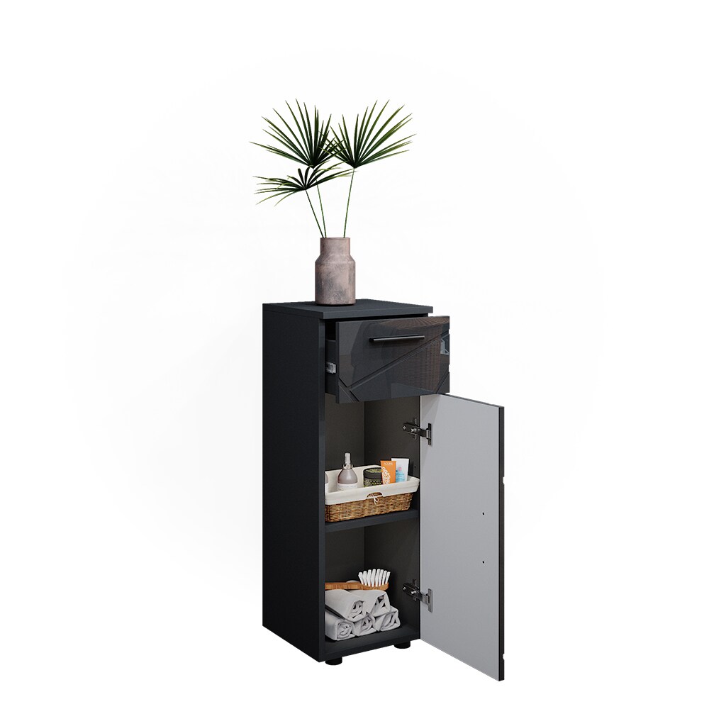 Vicco Midischrank Badschrank Badezimmermöbel Irma Anthrazit Hochglanz modern 30x81 cm Badezimmer Schrank Badmöbel Schranktür Schrankfach Schrankschublade Ablage Aufbewahrung