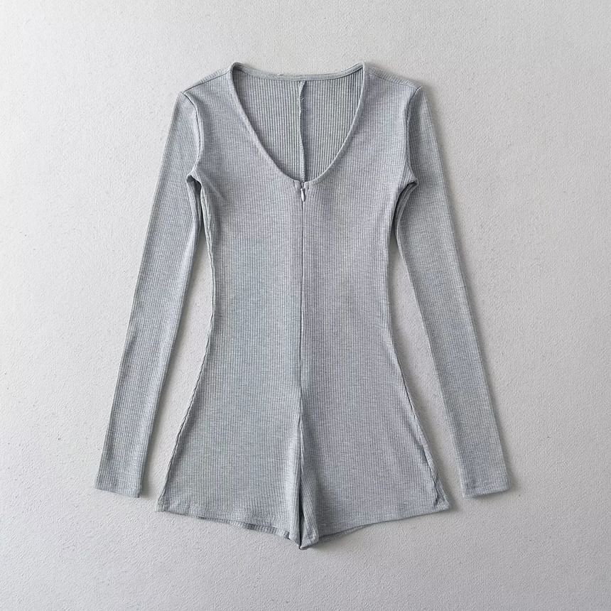 Opuscule - Romper met lange mouwen, ronde hals en geribbelde afwerking