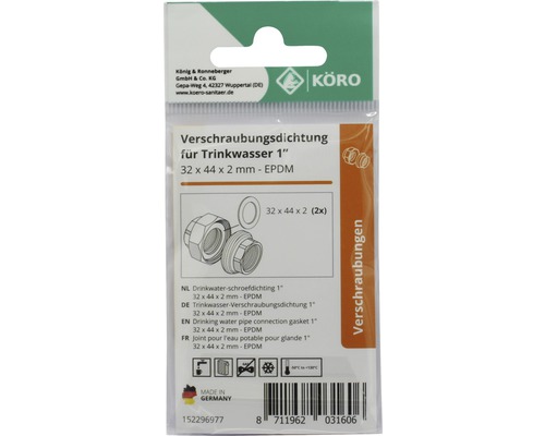 EPDM ring 32 x 44 x 2 mm 70 Sh.A voor schroefverbinding 1