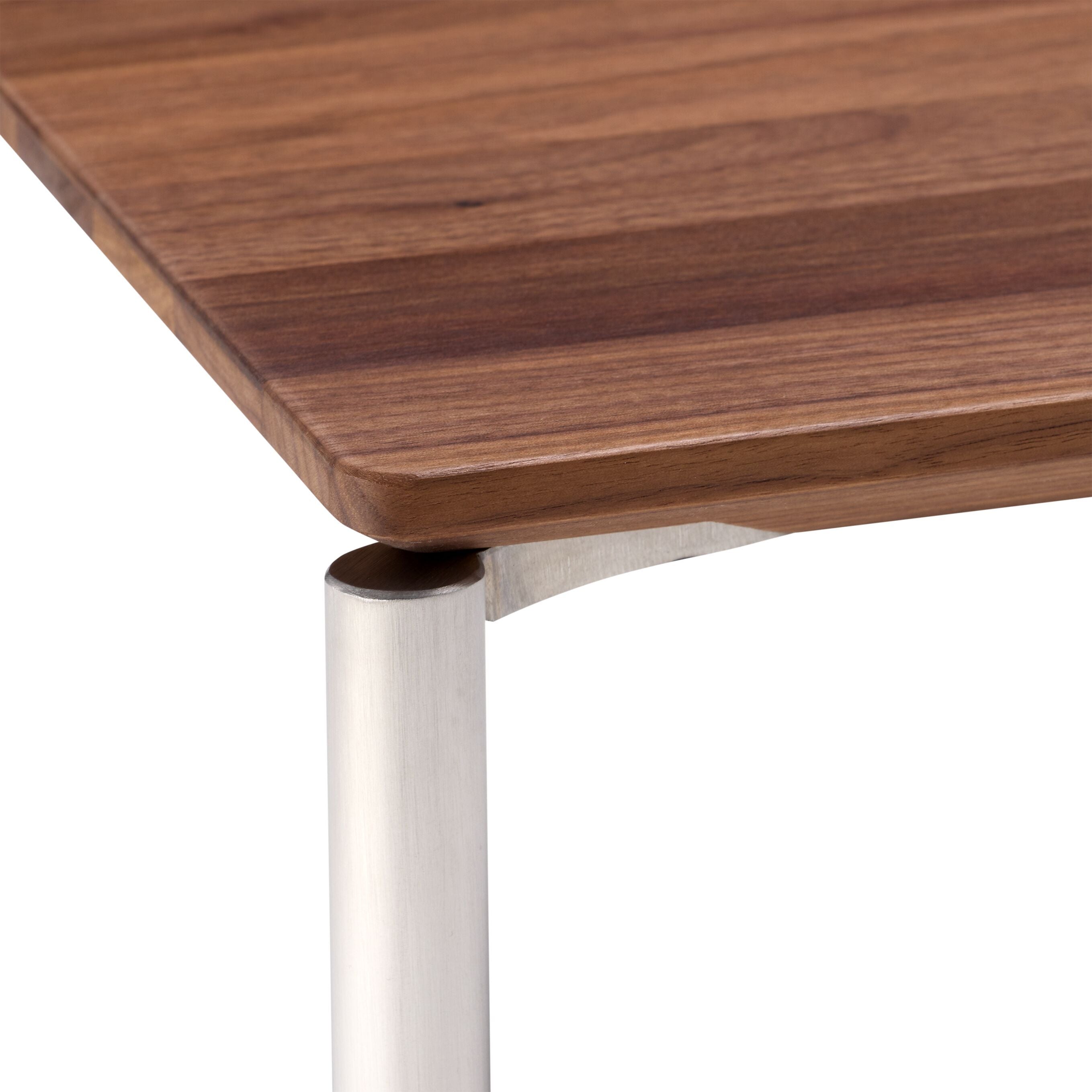 BAO Salontisch - Nussbaum massiv / Edelstahl / B: 90.0 cm x T: 90.0 cm x H: 35.0 cm