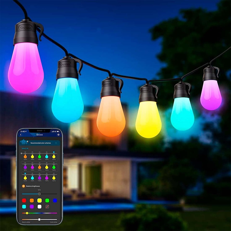 Govee - 14m Udendørs RGBW Lyskæde med Bluetooth & Wi-Fi