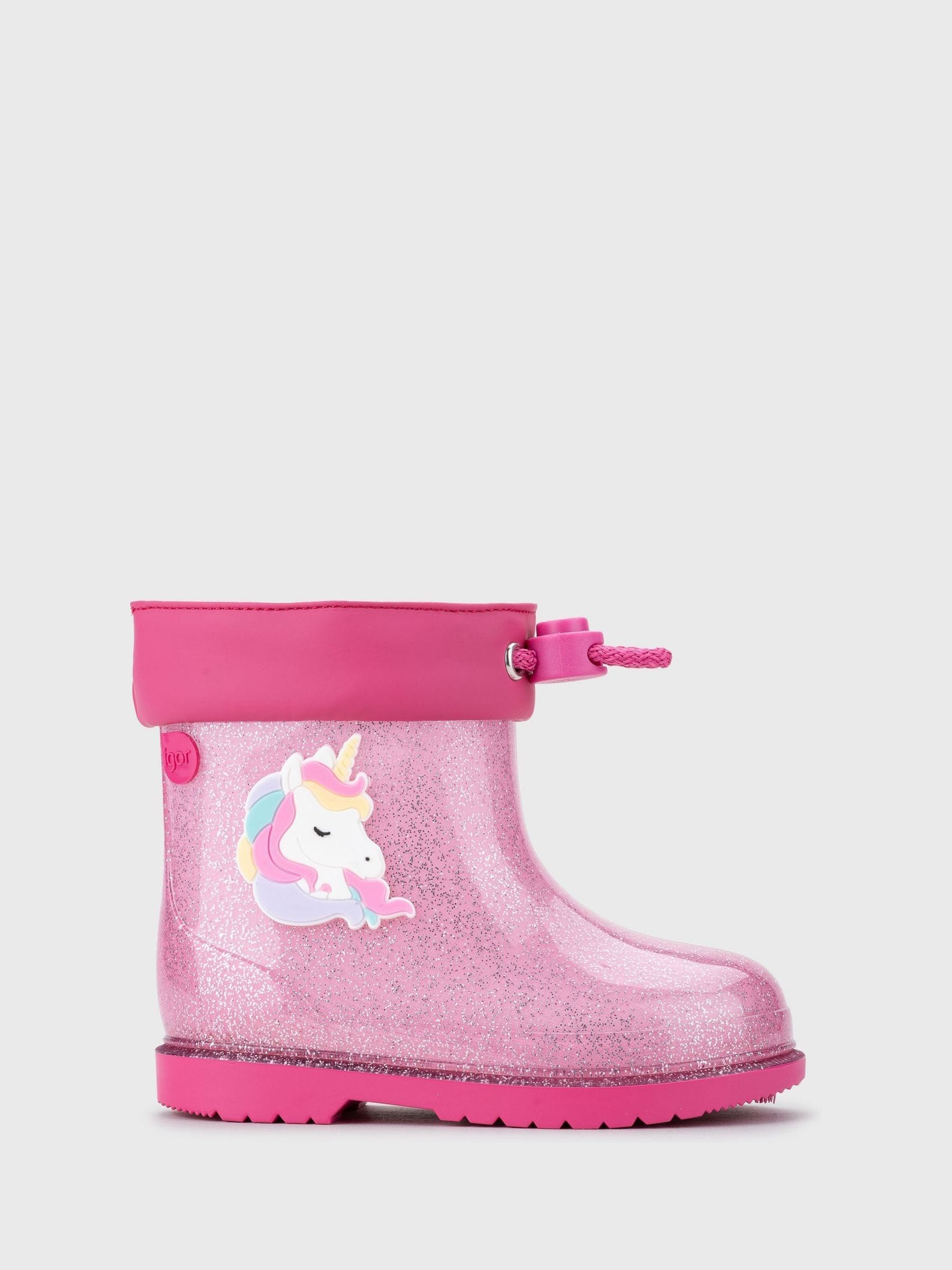Roze - Igor Glitter Unicorn Ankle Wellies