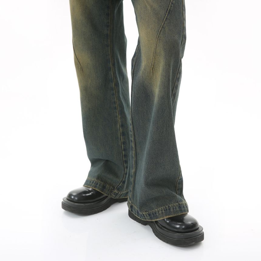 FAERIS - Mid Rise Washed Flared Jeans