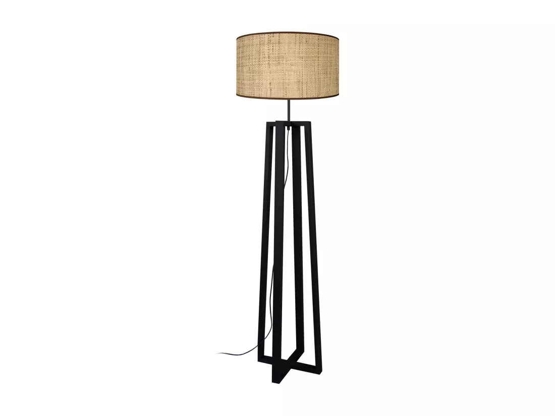 Lampadaire colonne bois noir,beige 155 cm.