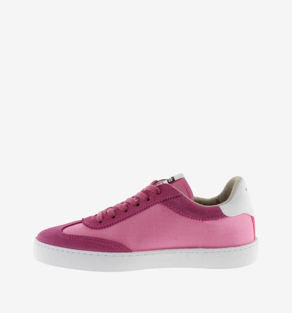 BERLÍN CUIR FENDU & NYLON Baskets monochromes unisexes FUCSIA