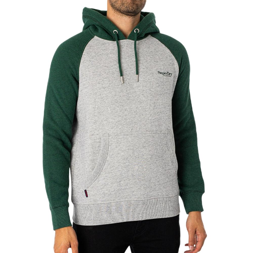 Superdry Sweat à Capuche Gris/Vert Homme Superdry Essential Baseball