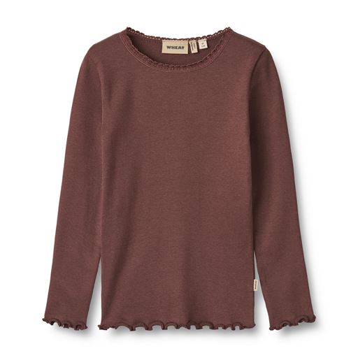 Wheat Reese Rib T-shirt, Eggplant, 104 cm