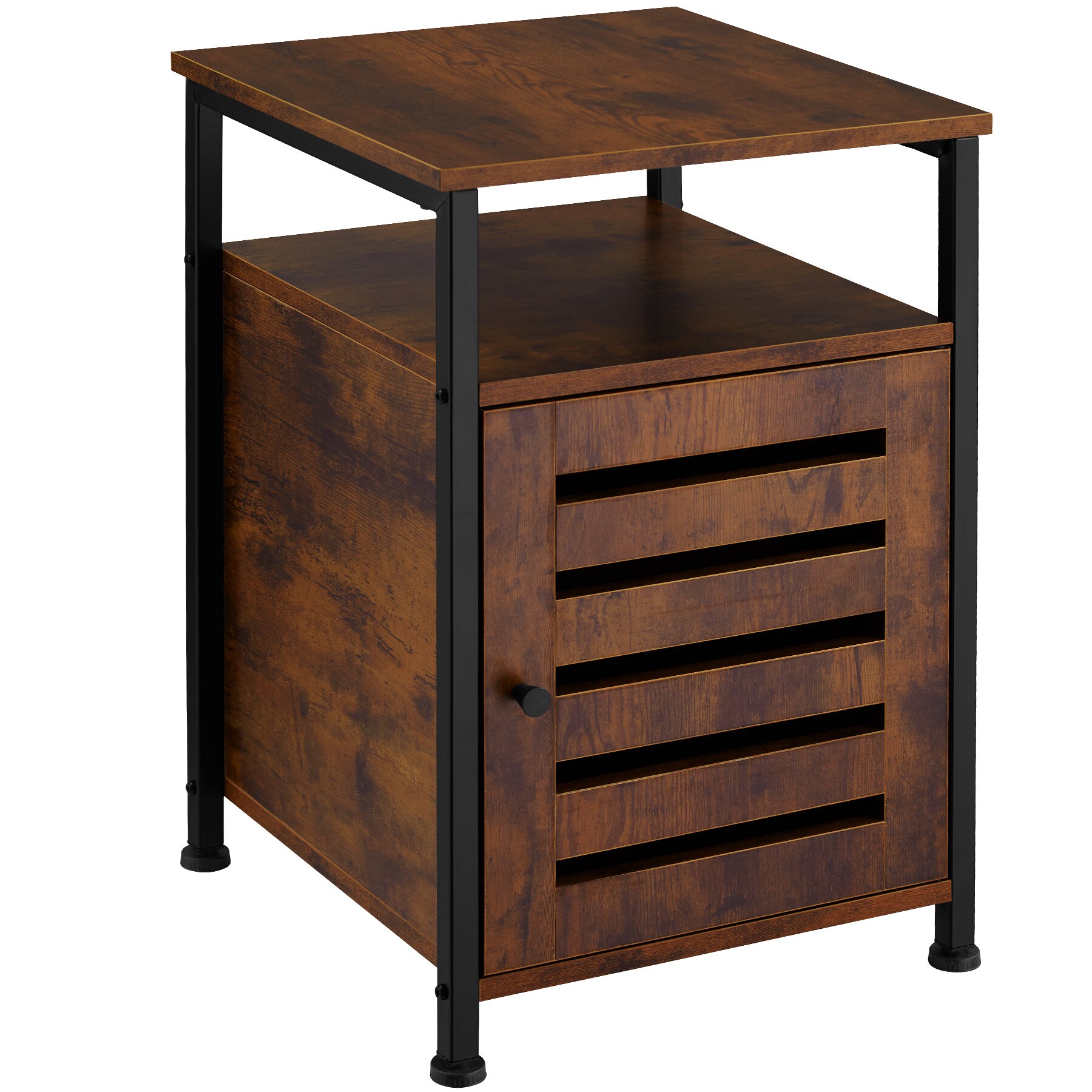 tectake® Beistellschrank, Industrial Style, 2 Ablagen, Staufach mit Magnettür und Einlegeboden, 40,5 x 40,5 x 60,5 cm