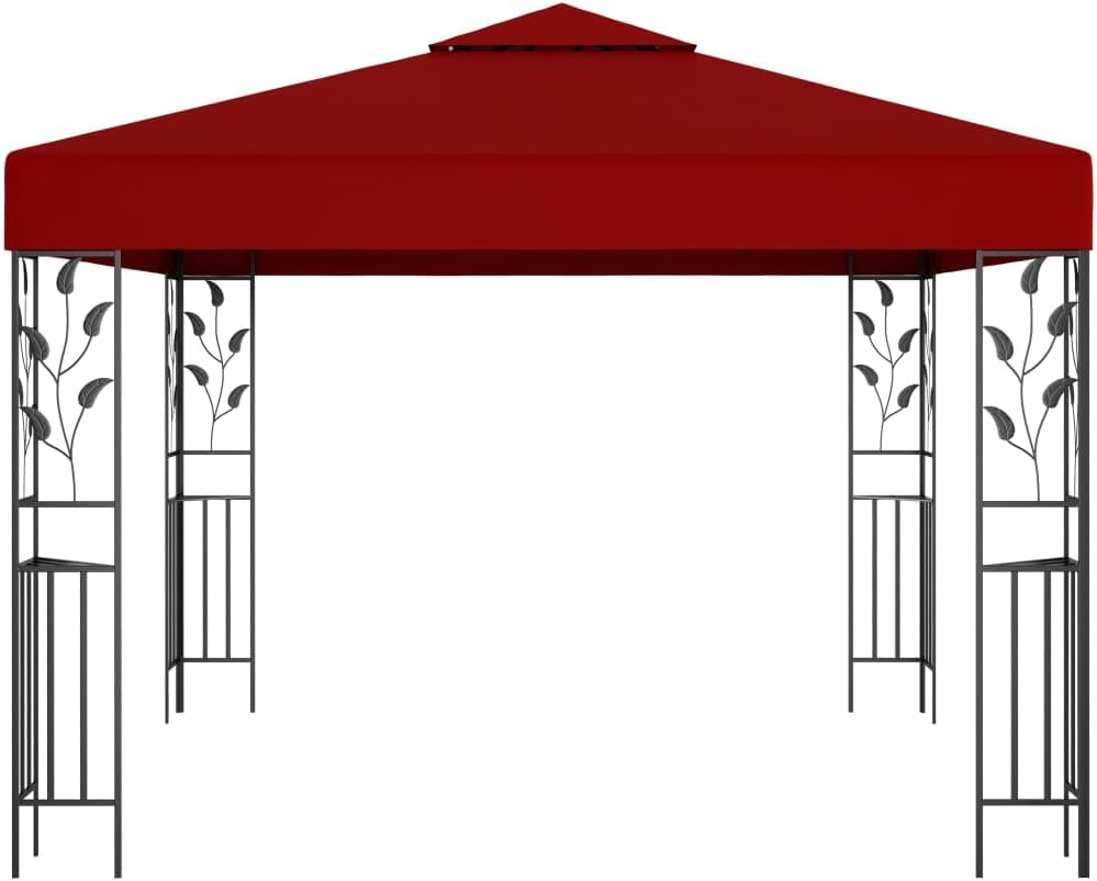 vidaXL Pavillon UV-beständig Doppeldach Gartenzelt Partyzelt Festzelt Gartenpavillon Bierzelt Garten 3x3m Weinrot Stahl Stoff mit PA-Beschichtung