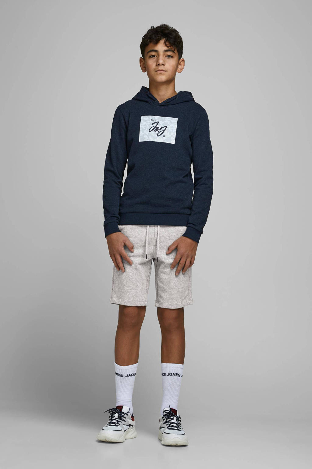 JACK & JONES short JJI met logo grijs melange