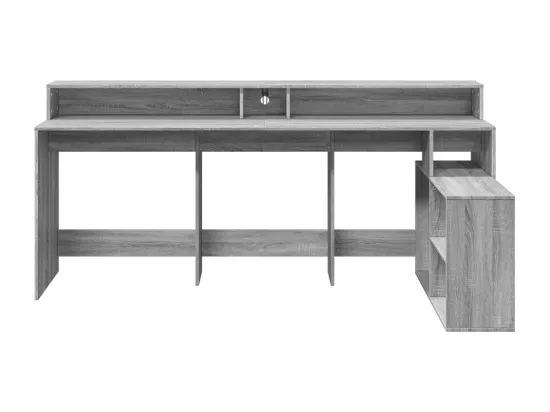 Bureau et lumières LED sonoma gris 200x104x91cm bois ingénierie