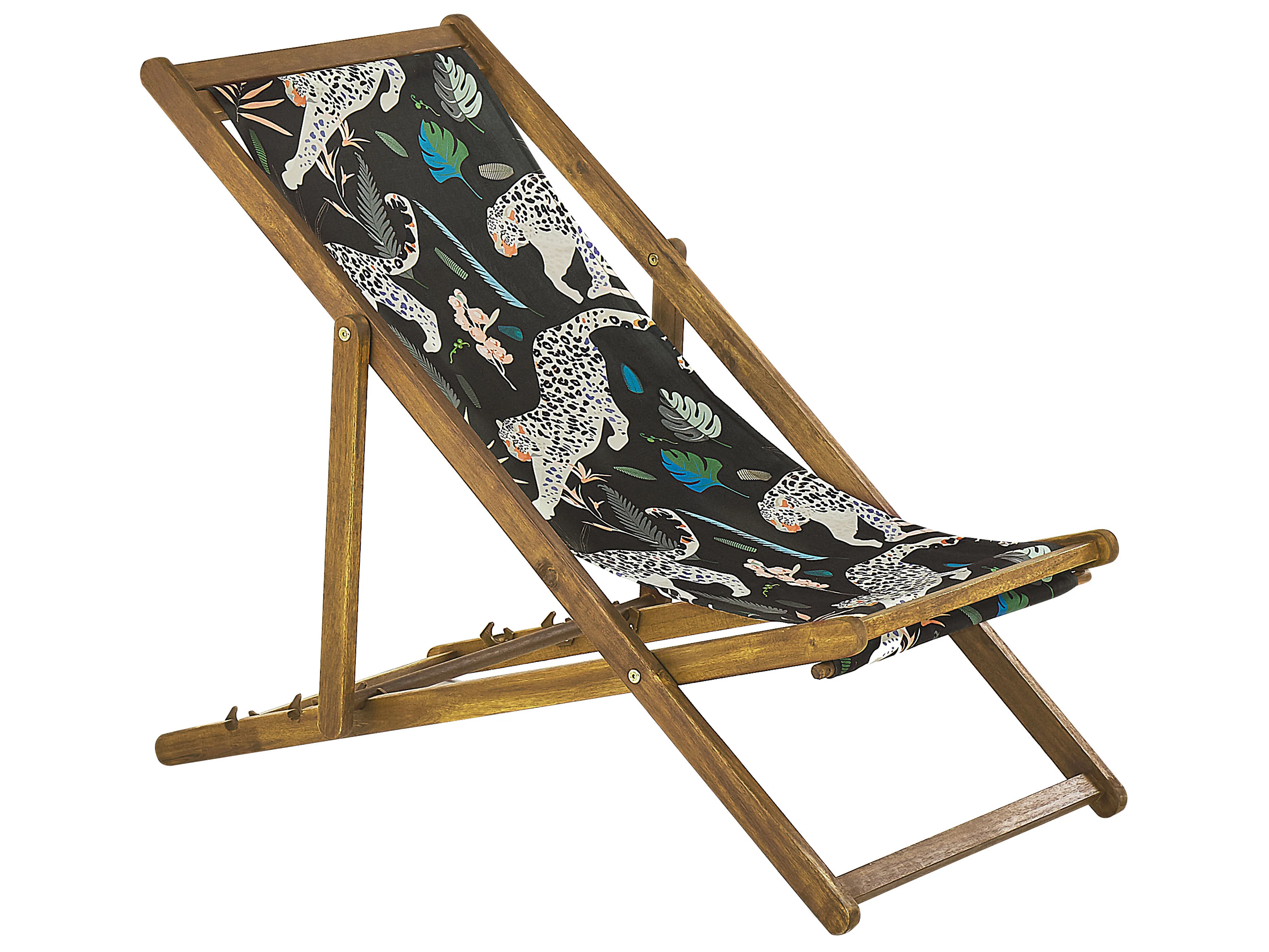 Set van 2 inklapbare ligstoelen ANZIO met vervangingshoezen Dieren motief Acaciahout Lichtbruin
