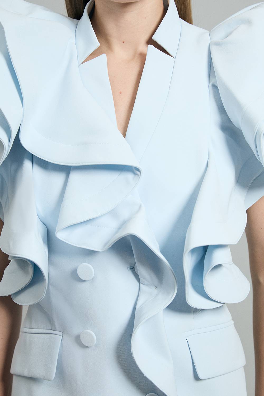 KarenMillen Robe Longue Crayon Ajustée Smoking À Volants Dramatiques
