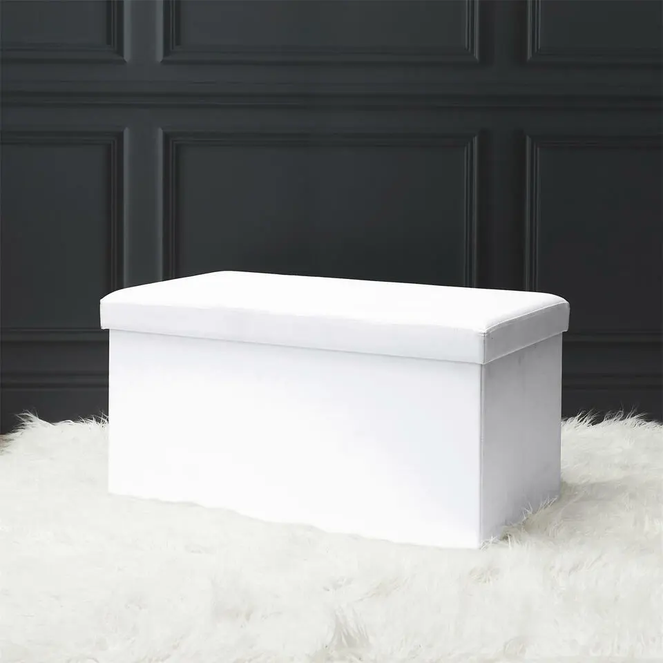 Home Deco Poef - Essence - MDF/polyester - wit - 76 x 38 cm