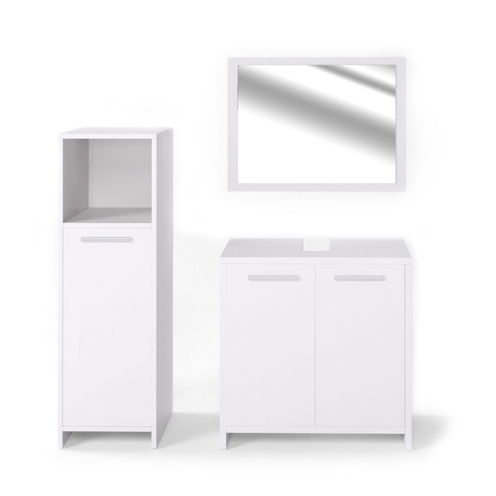 Vicco Badmöbel Set Kiko Badezimmer Spiegel Kommode Unterschrank Weiß