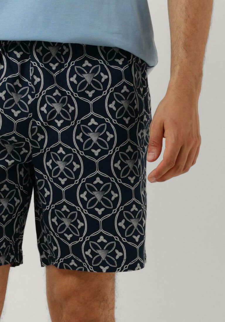 PURE PATH donkerblauwe pure path korte broek shorts with all-over-print and cords