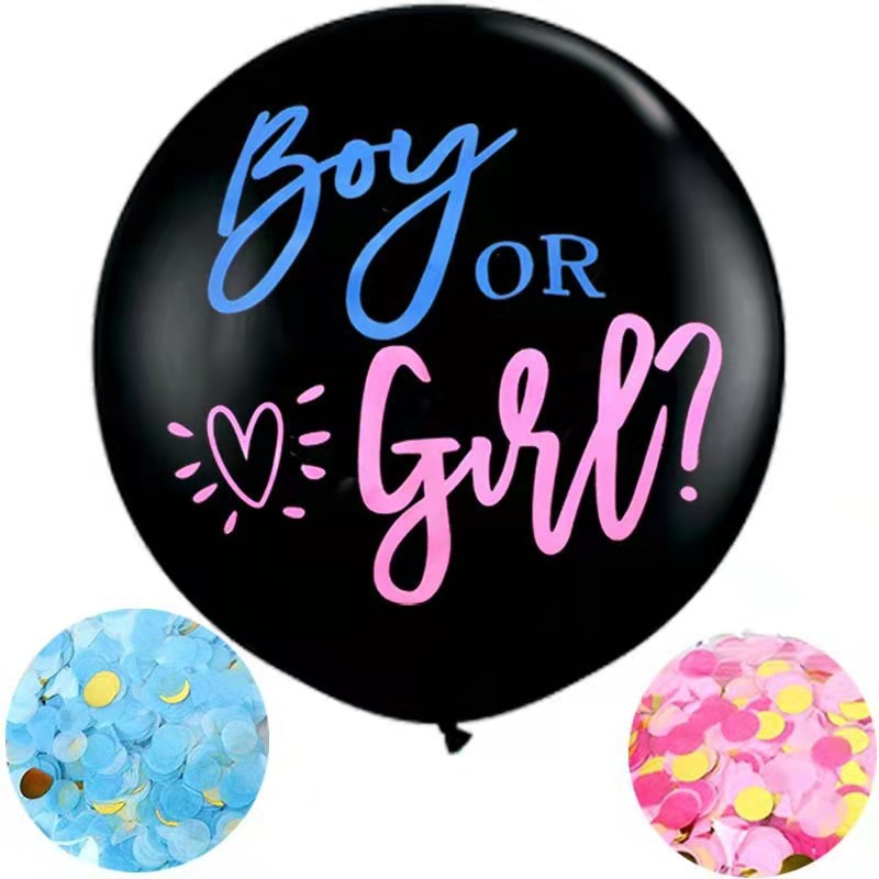(Ø90cm) XXL Gender Reveal Party Ballon Baby Shower Luftballon mit Konfetti - Boy or Girl