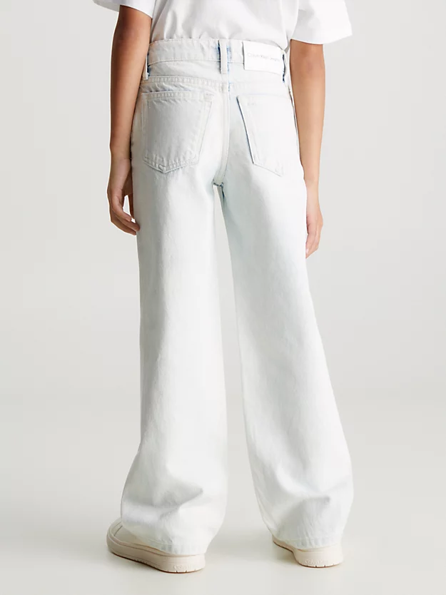 Calça jeans de cintura alta com pernas largas