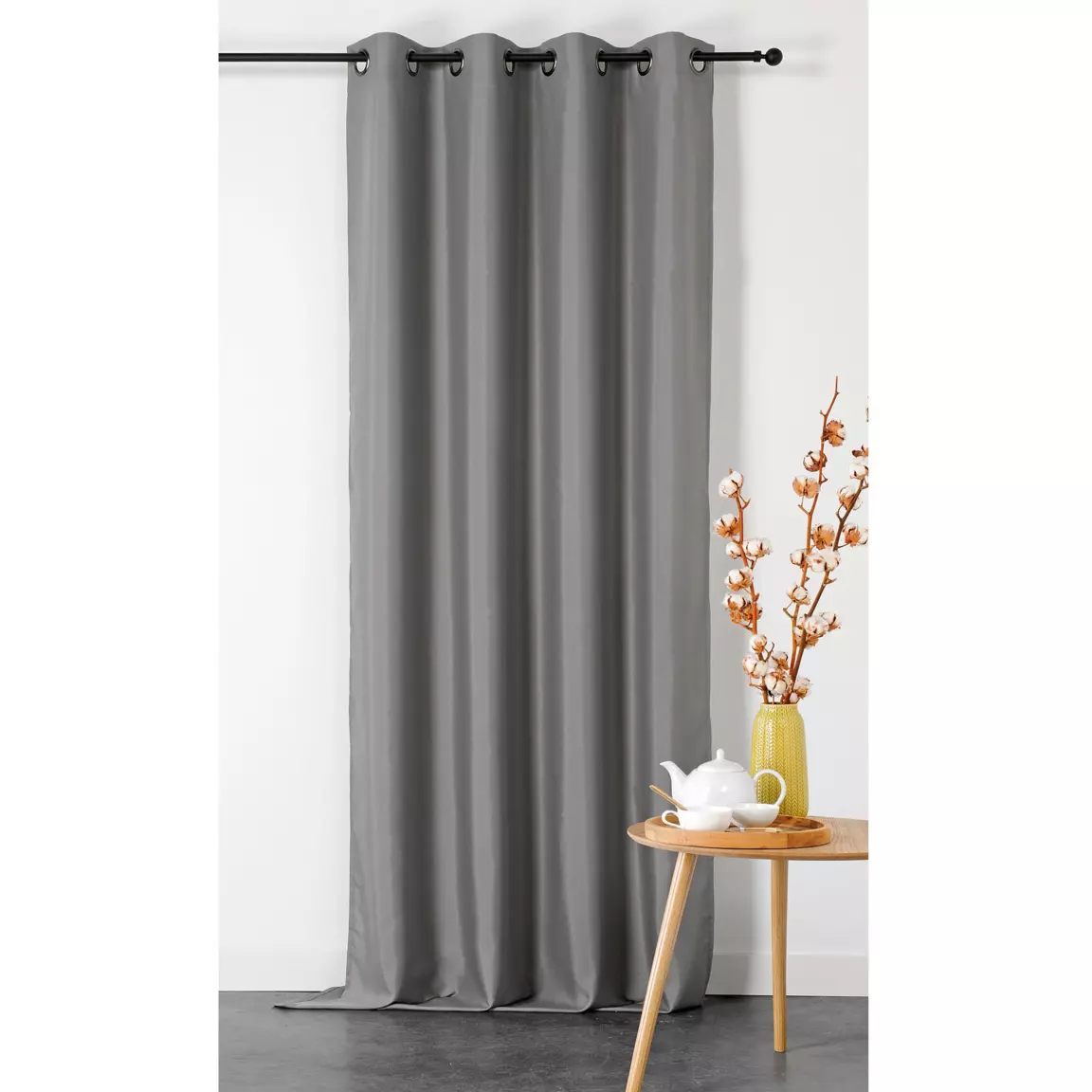 Rideau ignifugé (135 x 240 cm) Double Natte Gris