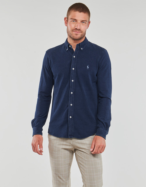 Polo Ralph Lauren - CHEMISE AJUSTEE COL BOUTONNE EN POLO FEATHERWEIGHT Marino