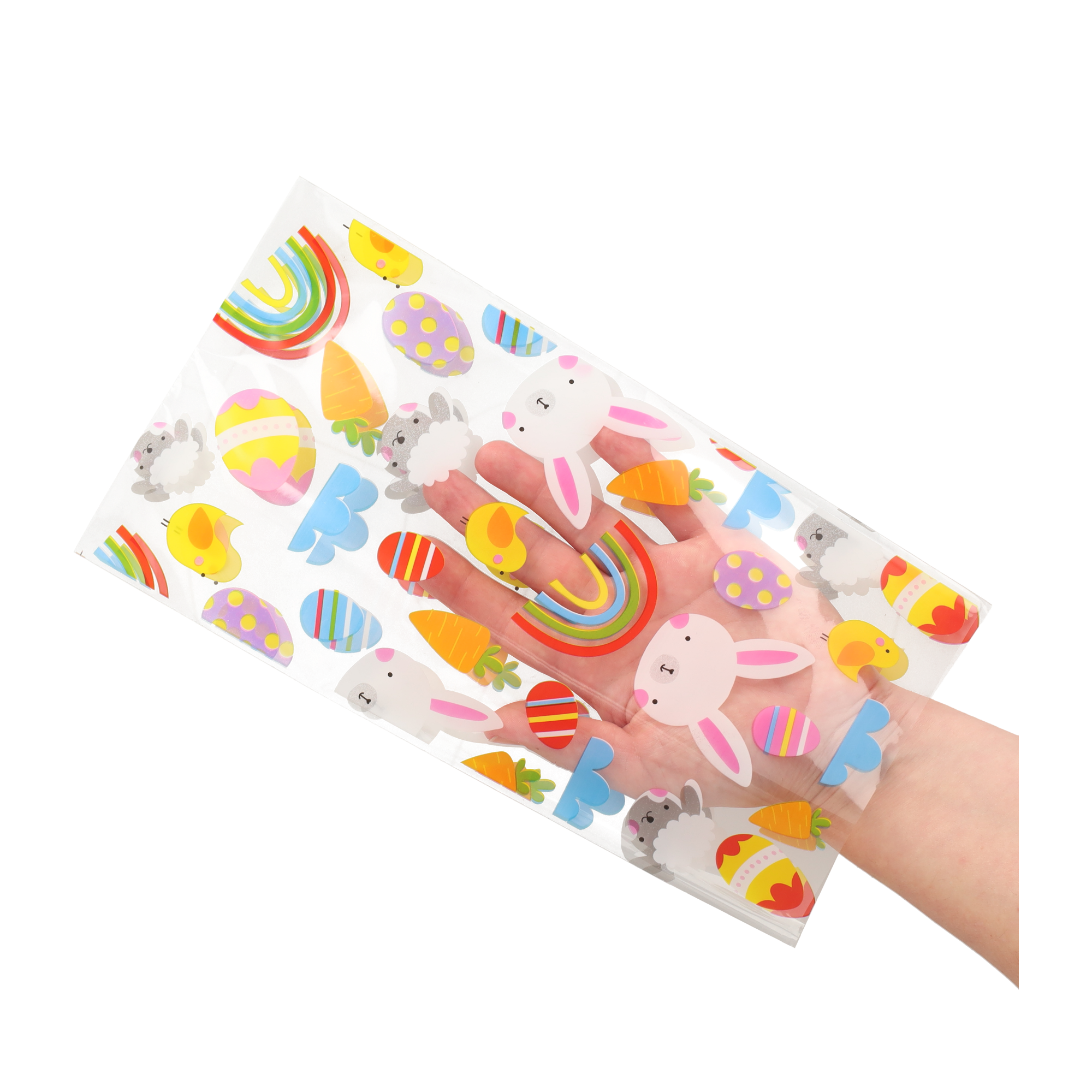 (100er Set) Ostern Cellophan Candy Gift Osternest Beutel - Transparent / Bunt