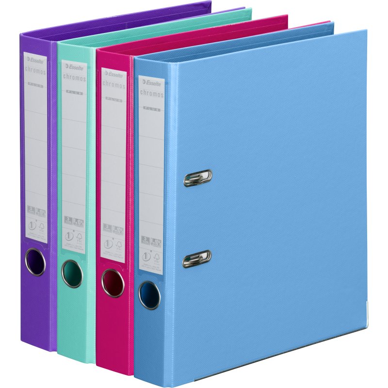 Classeur à levier cartonné Esselte Chromos Plus A4 - Dos 5 cm couleurs assorties tendance