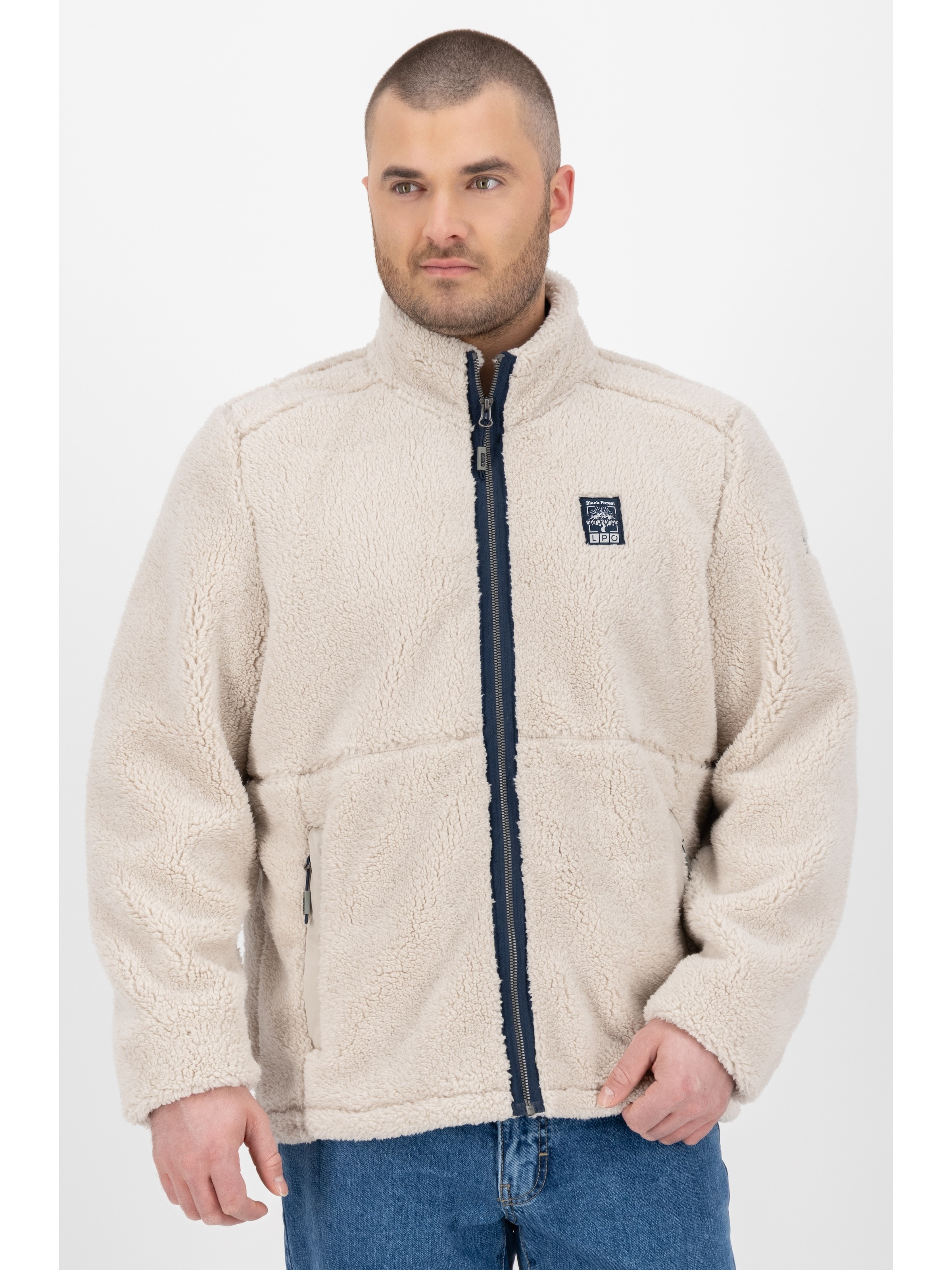 LPO Fleecejacke »REECE MN« Stehkragen, mit Langhaarfleece gefüttert