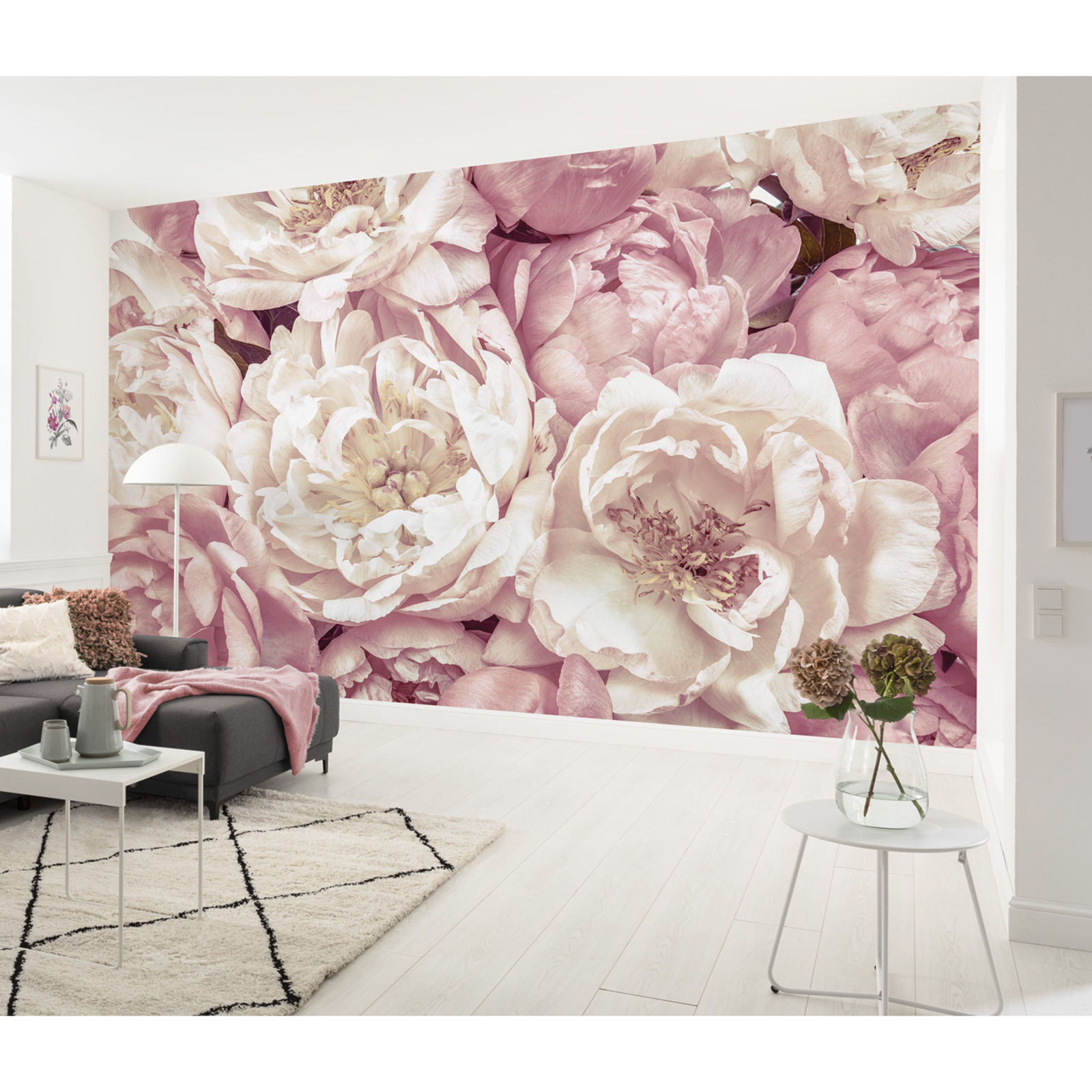 Vlies-Fototapete PEONIES - rosa-weiß - 368x248 cm