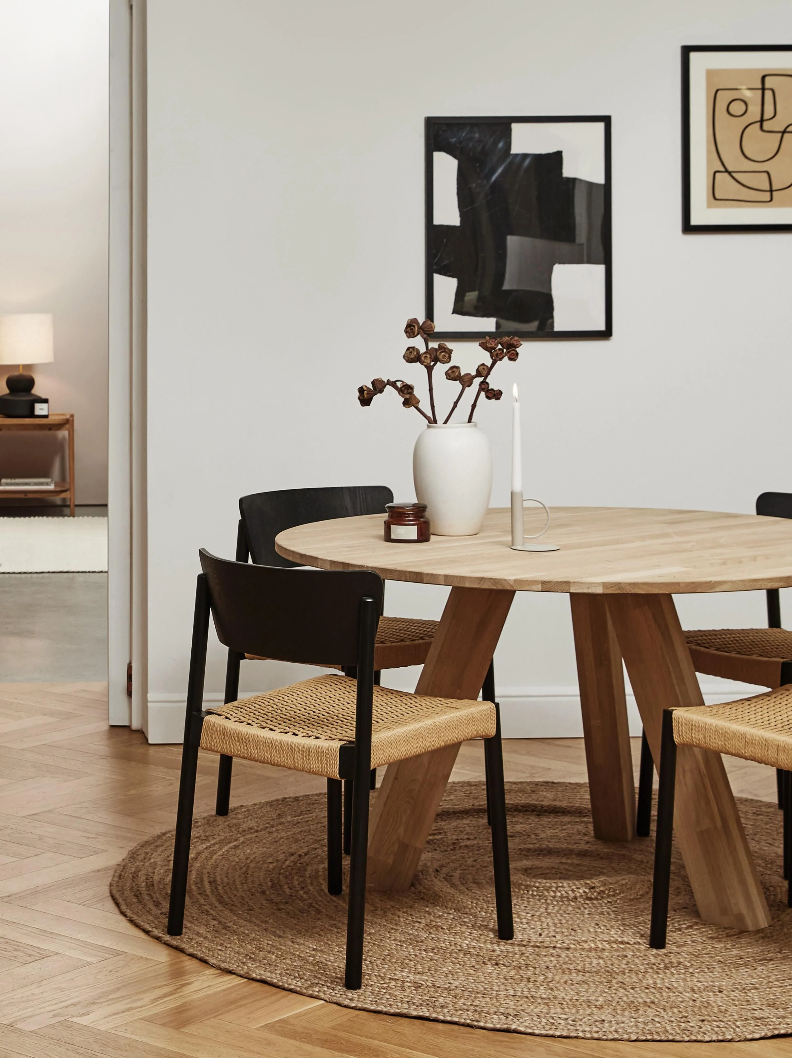 Houten stoelen Danny met rotan zitvlak, 2 stuks