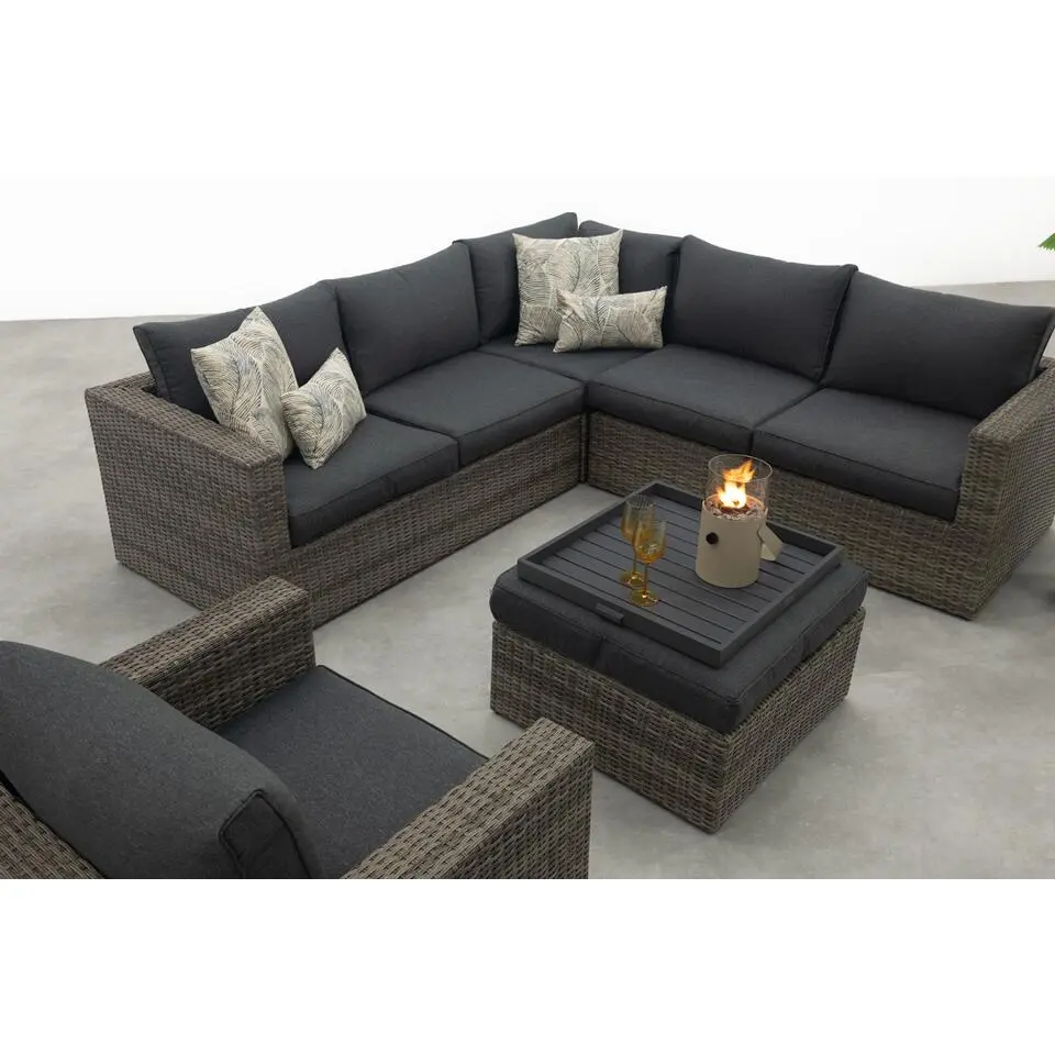 Atlanta wicker loungeset 5-delig – Organic grey - Garden impressions