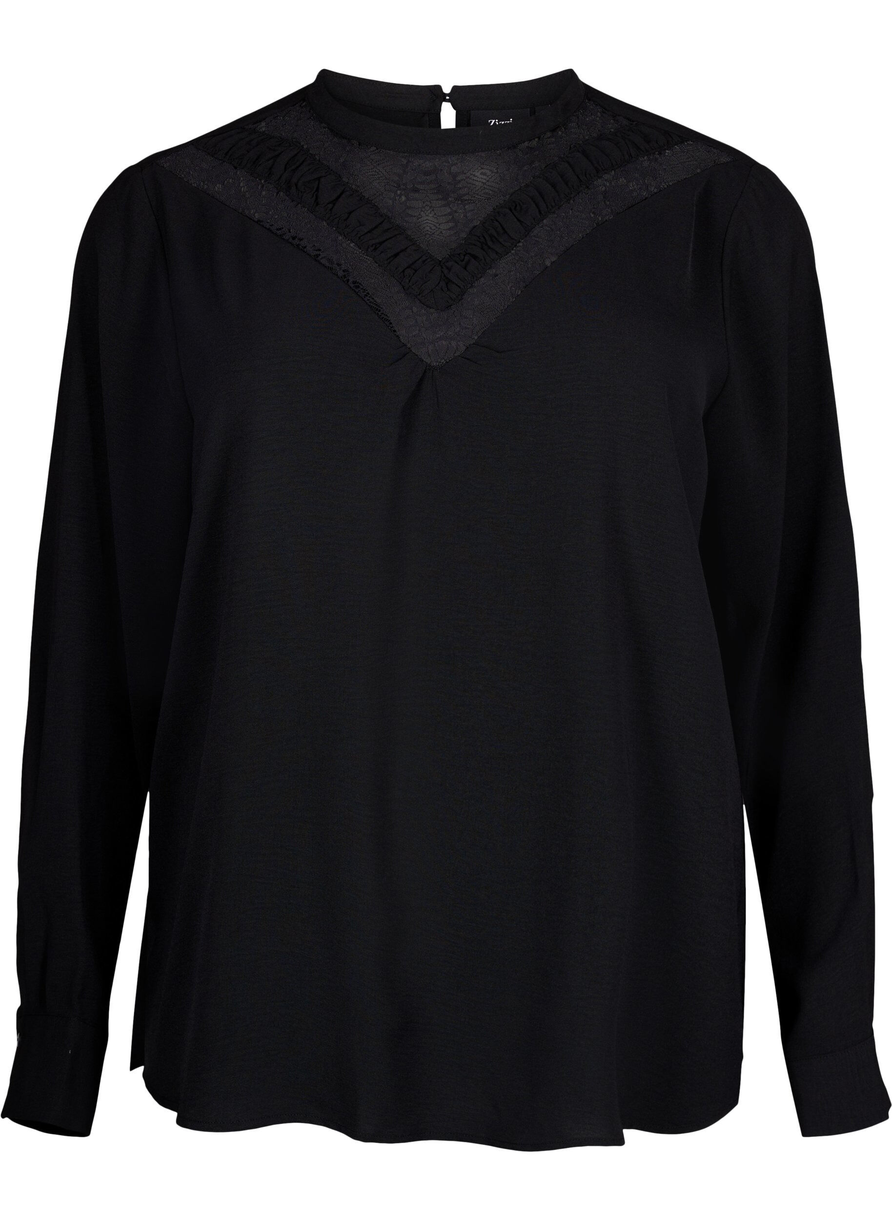 Bluse med blondedetalje